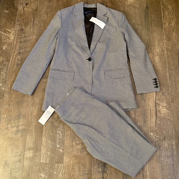 French Connection Women’s 6 Houndstooth Suit Set Black White Preppy Office NWT‎ - Picture 2 of 16